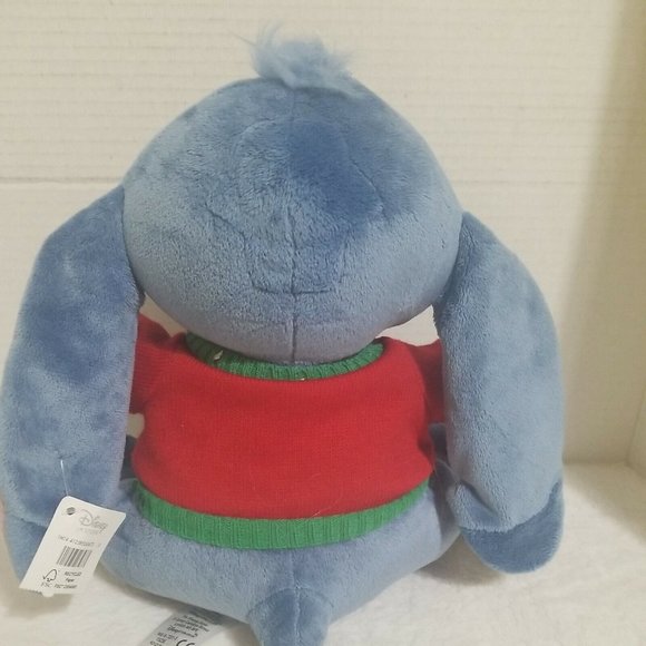 Disney Store Stitch Plaid Bow Tie Red Sweater Stuffed Plush Animal Holiday - Picture 6 of 9